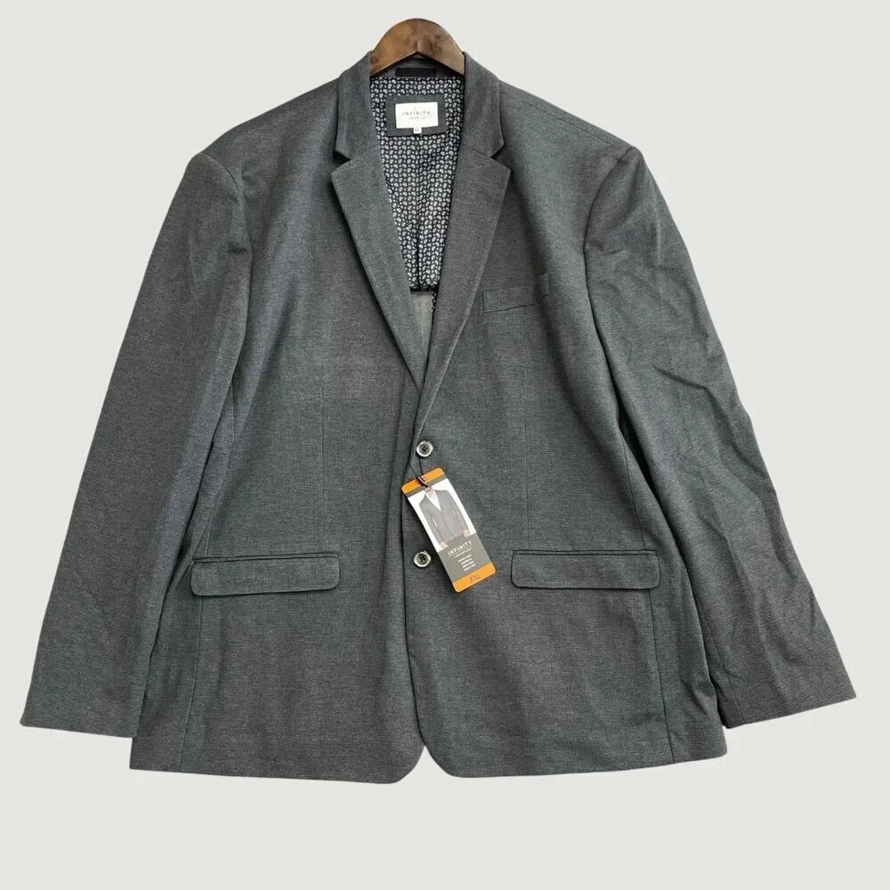 Infinity Linearflex Men's XXL Gray Suit Jacket Stretch Fabric Double Vent M0777